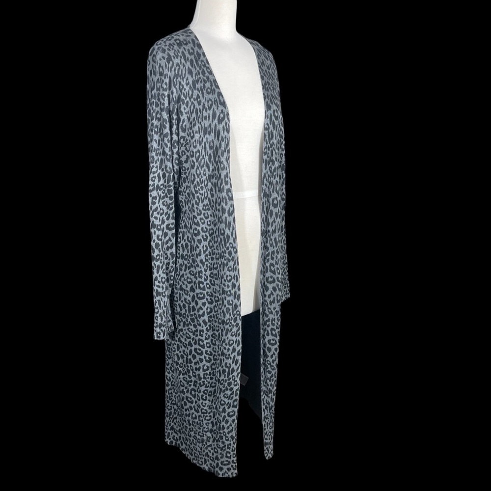Terra & Sky Plus Leopard Print Open Front Cardigan Long Duster Sweater Size 14W - Picture 7 of 16
